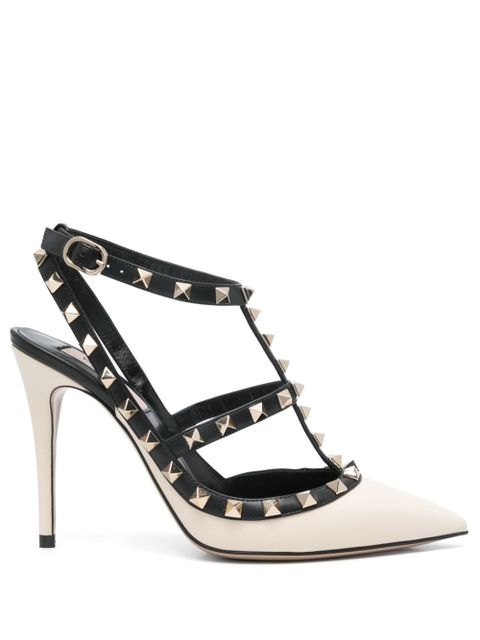 Valentino Garavani 100mm Rockstud-embellished pumps - Neutrals - zdjęcie produktu nr 1