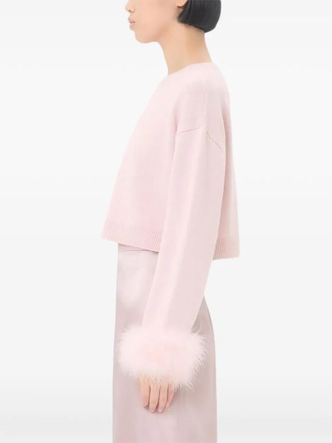 Valentino Garavani feather-detail cashmere sweater - Pink