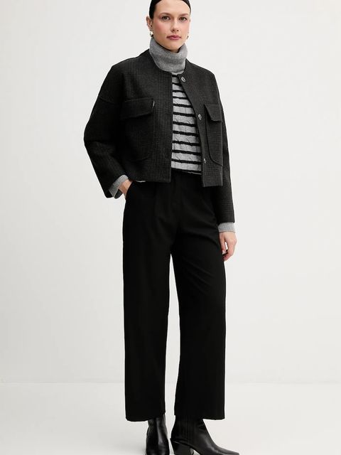 United Colors of Benetton spodnie damskie kolor czarny szerokie high waist 4QIKDF0AC - zdjęcie produktu nr 2