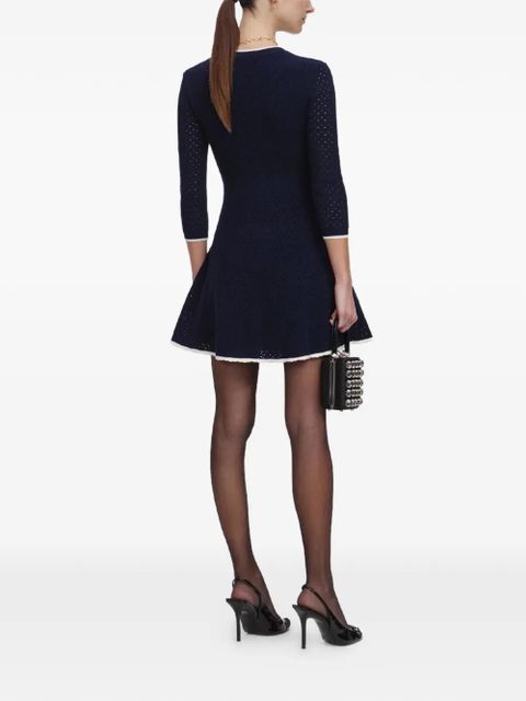 Self-Portrait bow button mini dress - Blue