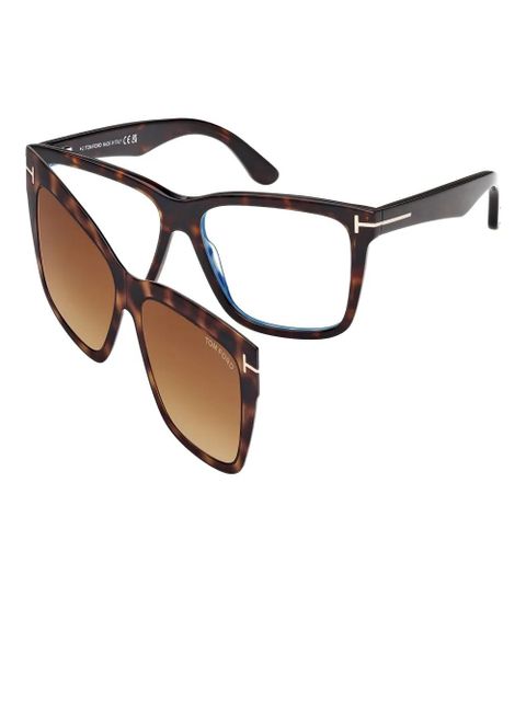 TOM FORD Eyewear tortoiseshell square clip-on glasses - 052 CLIP