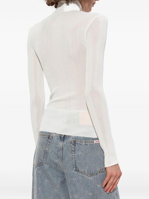 Self-Portrait ribbed high-neck top - White