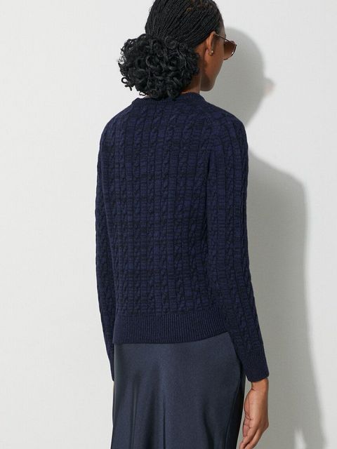 Lacoste sweter wełniany damski kolor granatowy lekki AF0633 L6L