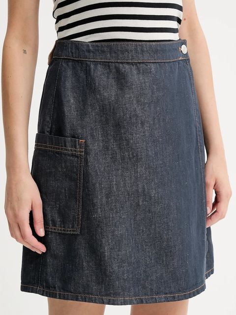 Marc O'Polo spódnica z domieszką lnu kolor granatowy mini rozkloszowana 506909624033 - zdjęcie produktu nr 1