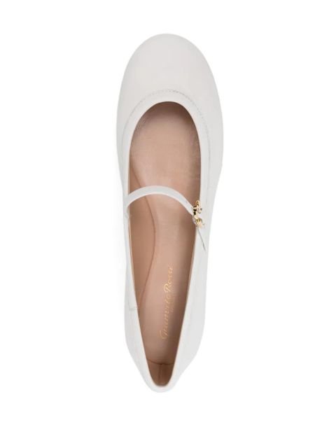 Gianvito Rossi round-toe leather ballerina shoes - White