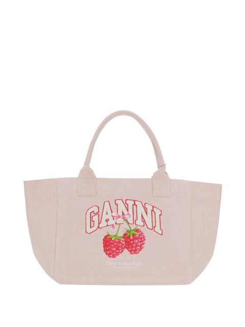 GANNI medium Raspberry printed tote bag - Pink - zdjęcie produktu nr 1