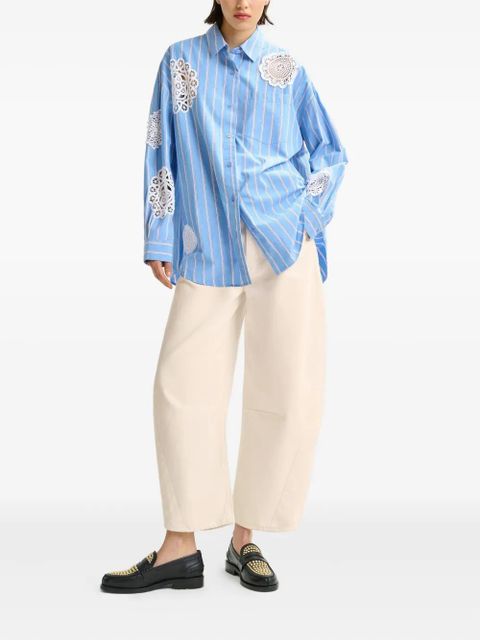 Essentiel Antwerp striped lace-patchwork shirt - Blue