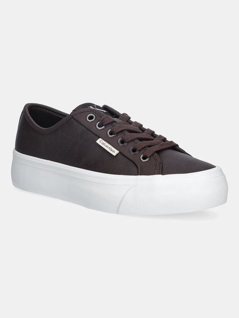 Calvin Klein sneakersy VULC FLATF LACE UP LTH CK damskie kolor brązowy YW0YW01932 - zdjęcie produktu nr 1