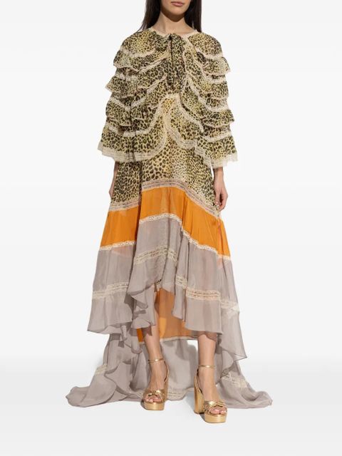 ETRO ruffled leopard-print maxi dress - Brown