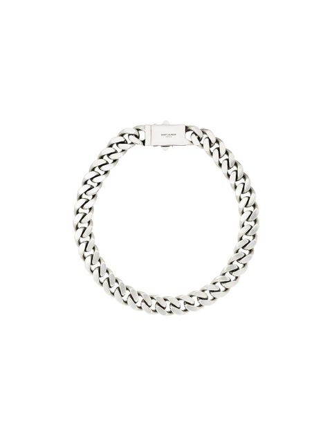 Saint Laurent logo-engraved necklace - Silver