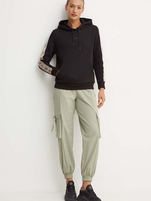 Guess bluza CARLA damska kolor czarny z kapturem z aplikacją V4YQ11 KB3P2 - zdjęcie produktu nr 2