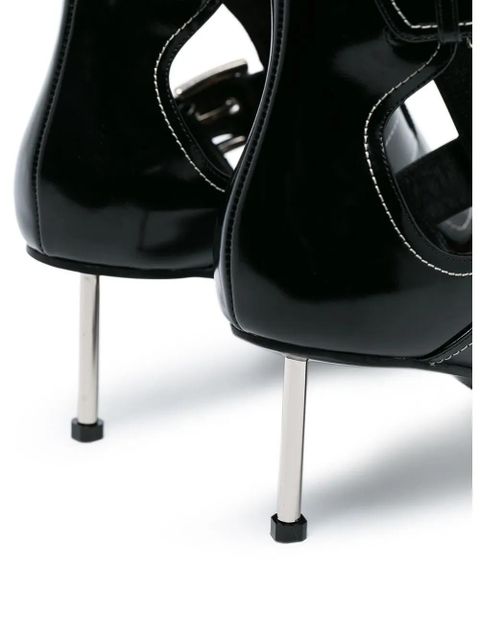 Alexander McQueen black buckle-up patent leather ankle boots
