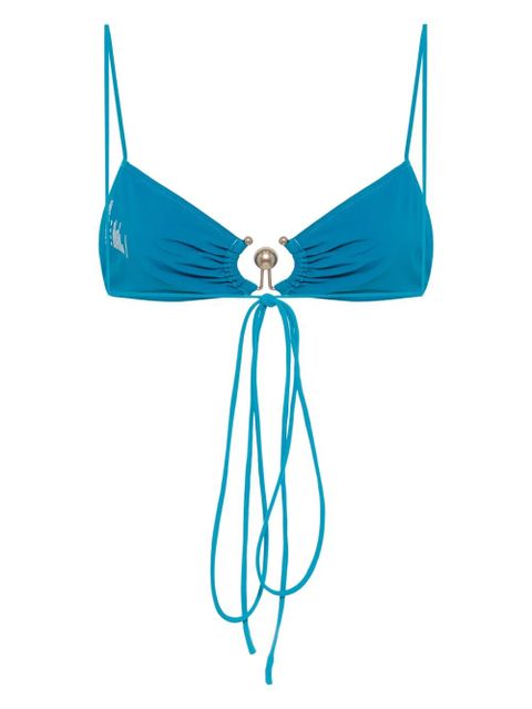 Christopher Esber ruched orbit triangle bikini top - Blue - zdjęcie produktu nr 2