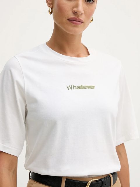 Sisley t-shirt bawełniany damski kolor beżowy 3I1XL107Y