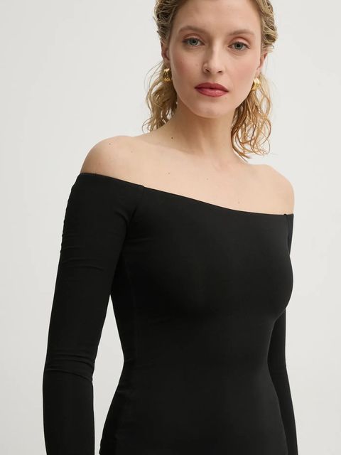 Saint Body body OFF SHOULDR BODYSUIT damskie kolor czarny gładkie SB.318