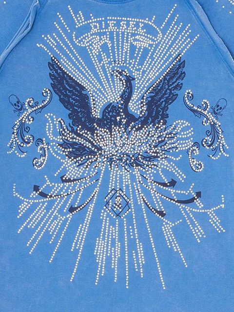 Diesel rhinestone-embellished raglan-sleeve T-shirt - Blue
