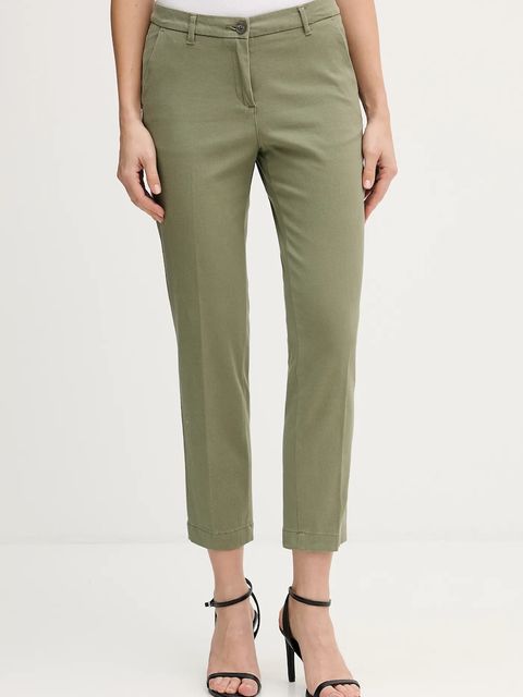 Sisley spodnie damskie kolor zielony fason cygaretki medium waist 48M855BK7 - zdjęcie produktu nr 1