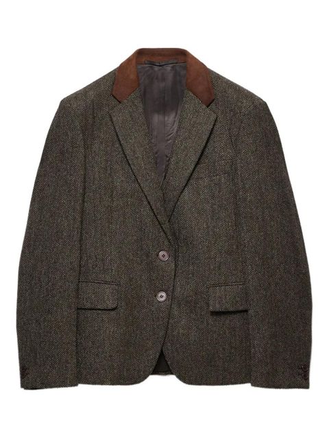 Prada suede-panel chevron wool jacket - Brown - zdjęcie produktu nr 1