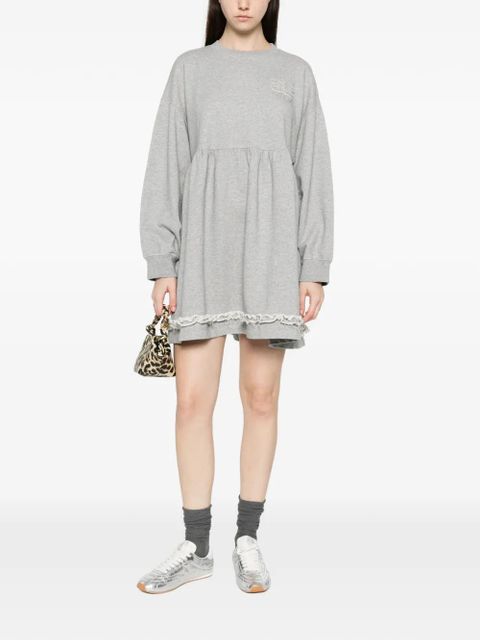 GANNI lace-trim mini dress - Grey - zdjęcie produktu nr 2