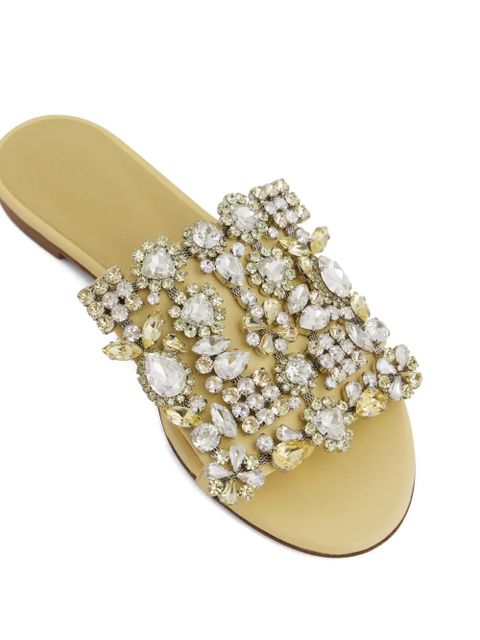 Rabanne crystal-embellished flat sandals - Neutrals