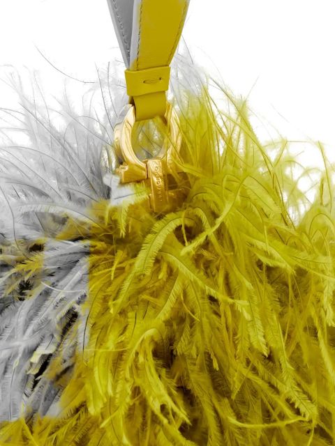 Ferragamo mini Double Gancini feather clutch bag - Yellow