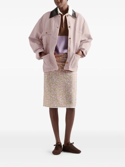 Prada floral-print Re-Nylon midi-skirt - Pink - zdjęcie produktu nr 2