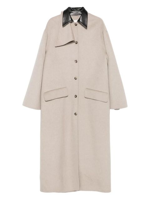 Nanushka contrast-collar button coat - Neutrals - zdjęcie produktu nr 1