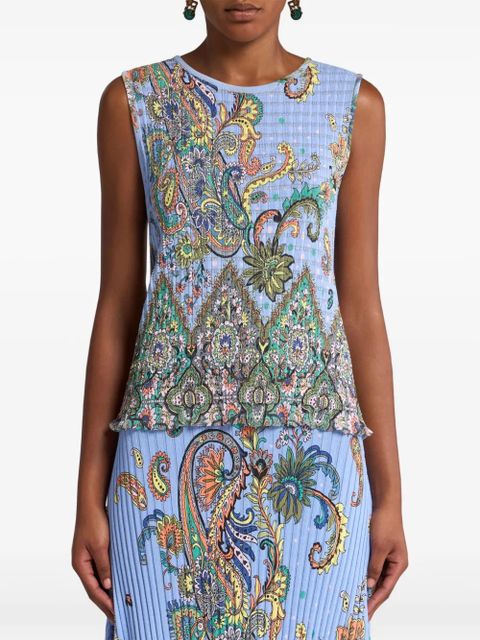 ETRO floral knitted top - Blue