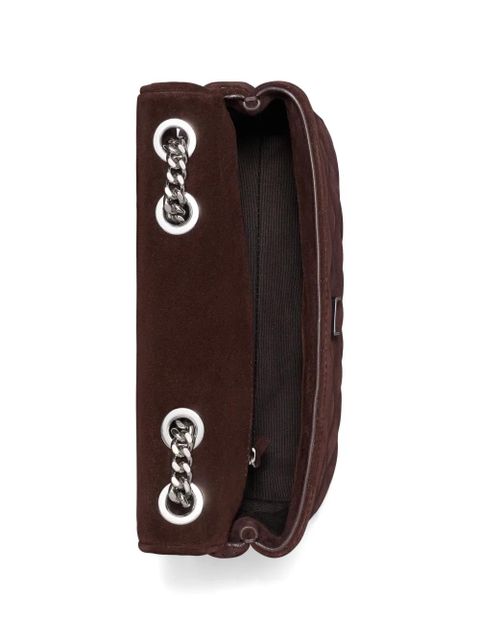 Tory Burch Kira quilt suede small convertible shoulder bag - Brown