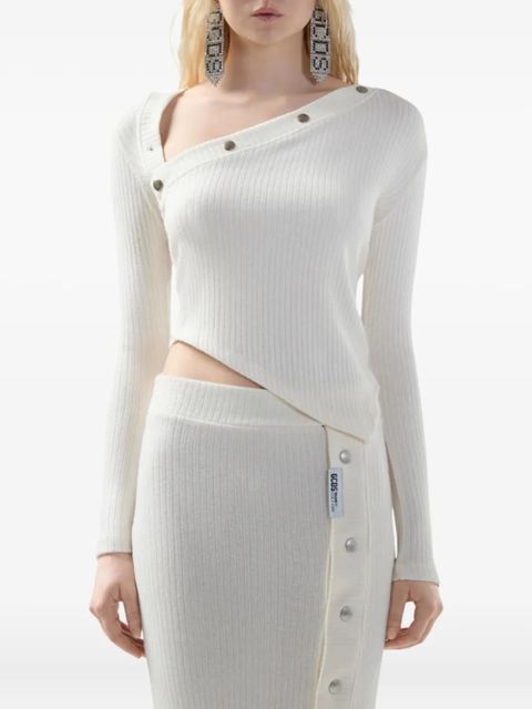 GCDS ribbed-button long-sleeved top - White