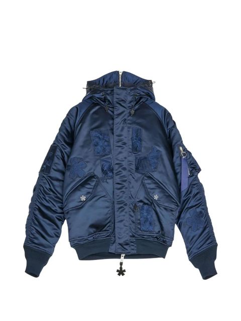 Cecilie Bahnsen floral patch bomber jacket - Blue