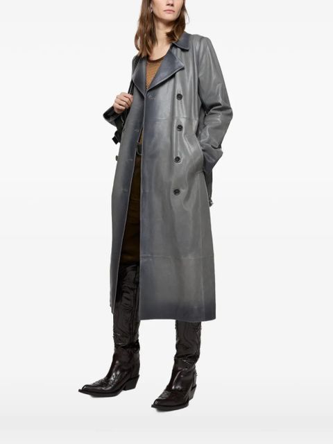 Acne Studios double-breasted leather coat - Grey - zdjęcie produktu nr 1