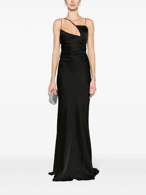 The Attico Melva cut-out satin gown - Black - zdjęcie produktu nr 2