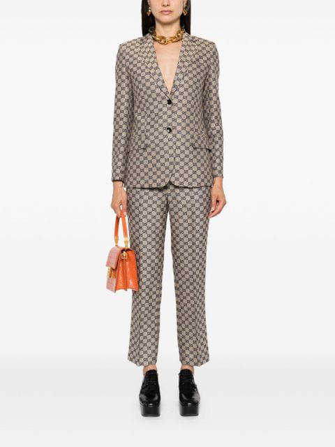 Gucci GG-embroidered canvas tailored trousers - Neutrals