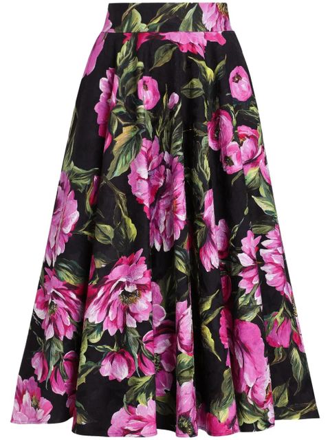 Dolce & Gabbana rose-print midi skirt - Black - zdjęcie produktu nr 1