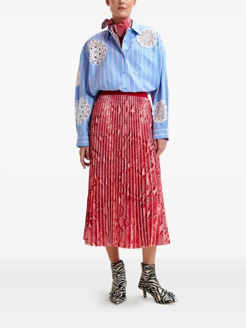 Essentiel Antwerp pleated snake-print midi skirt - Blue - zdjęcie produktu nr 2