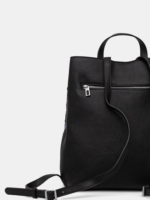 Desigual plecak QUEBEC WHIPSTITCH SU damski kolor czarny mały wzorzysty 25WAKP09