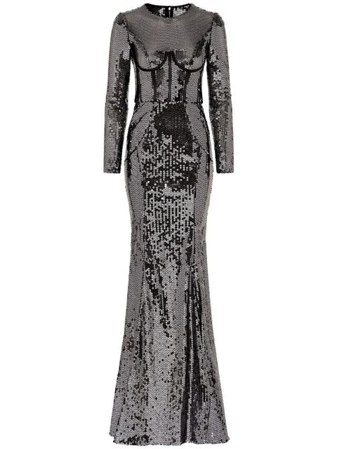 Dolce & Gabbana corset-detail sequinned gown - Black - zdjęcie produktu nr 1