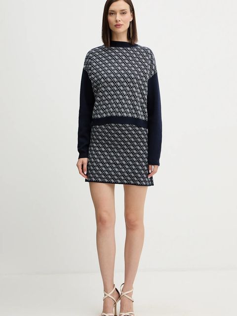 Guess spódnica z domieszką wełny AUBREY kolor granatowy mini ołówkowa W5BD81 Z3JD2