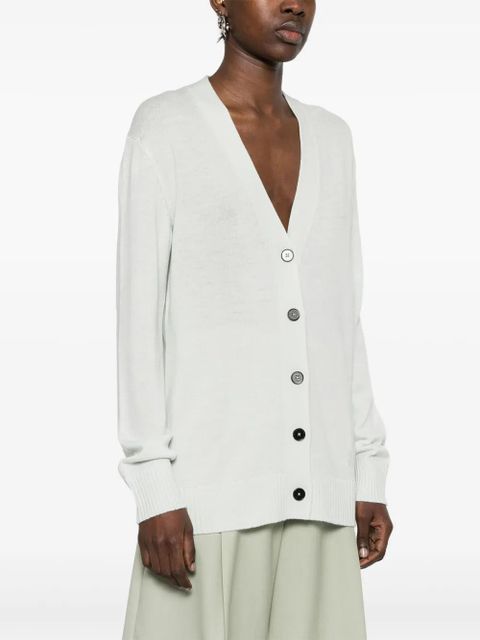 Jil Sander logo-embroidered cardigan - Green