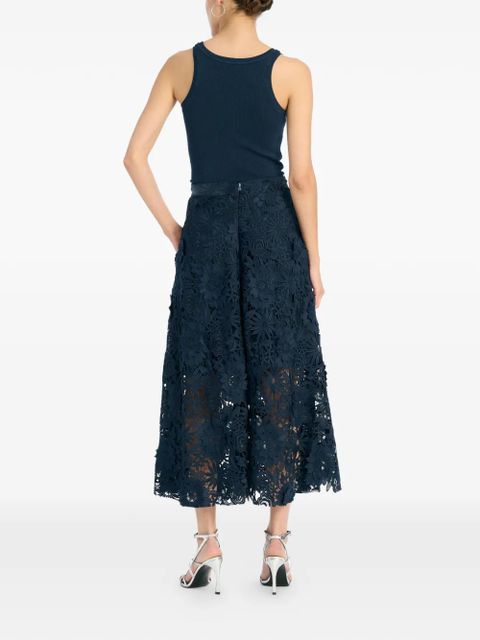ROTATE BIRGER CHRISTENSEN 3D floral-lace midi skirt - Blue
