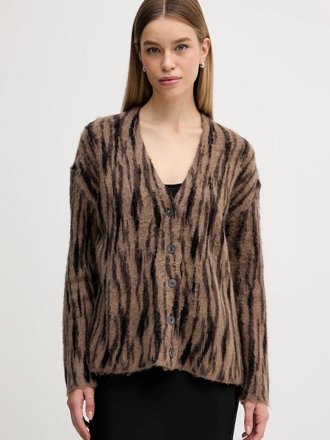 Sisley kardigan z dodatkiem moheru damski kolor brązowy 1TQIL602Y - zdjęcie produktu nr 1