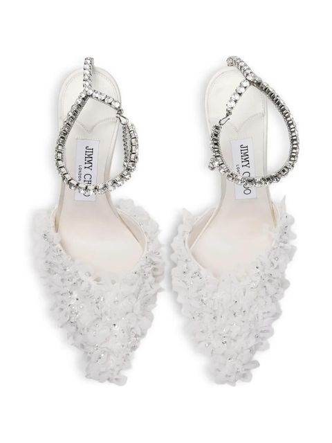 Jimmy Choo Saeda crystal-strap floral pumps - White - zdjęcie produktu nr 2