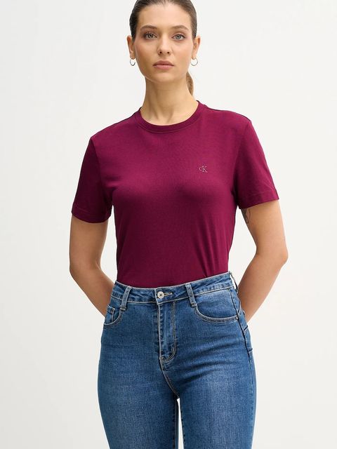 Calvin Klein Jeans t-shirt bawełniany damski kolor bordowy LV047B224G - zdjęcie produktu nr 1