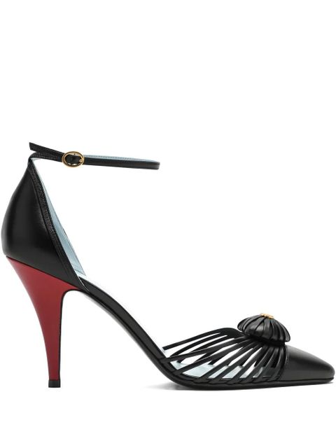 Valentino Garavani 85mm strapped heart-detail heeled pumps - Black - zdjęcie produktu nr 1