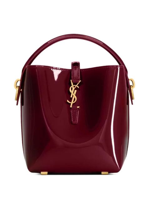 Saint Laurent mini Le 37 patent-leather bucket bag - Red - zdjęcie produktu nr 1