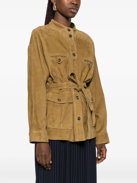 Yves Salomon belted suede jacket - Brown