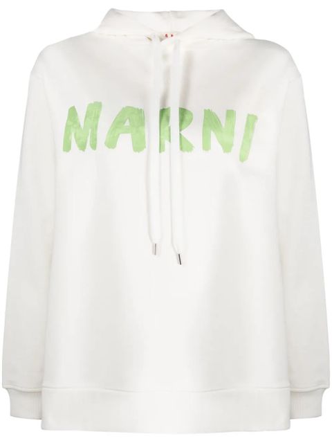 Marni logo-print cotton hoodie - White - zdjęcie produktu nr 1
