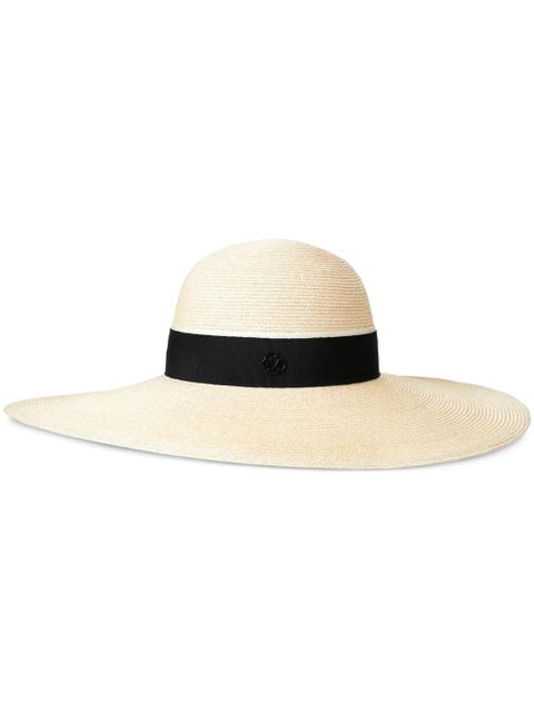 Maison Michel Blanche logo-detail straw hat - Neutrals - zdjęcie produktu nr 1