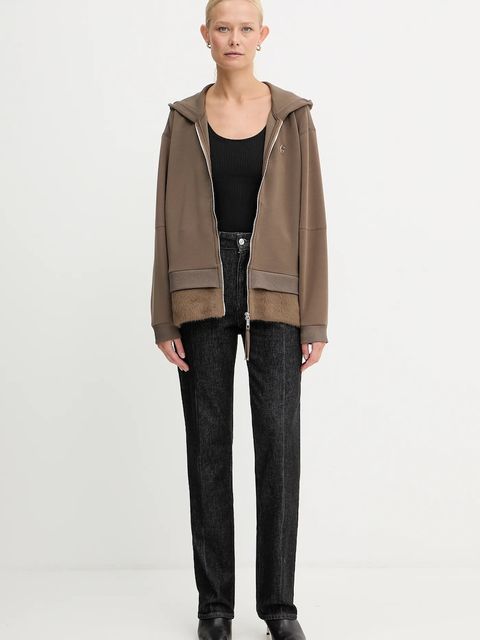 BOSS bluza damska kolor brązowy z kapturem gładka 50548731 - zdjęcie produktu nr 2